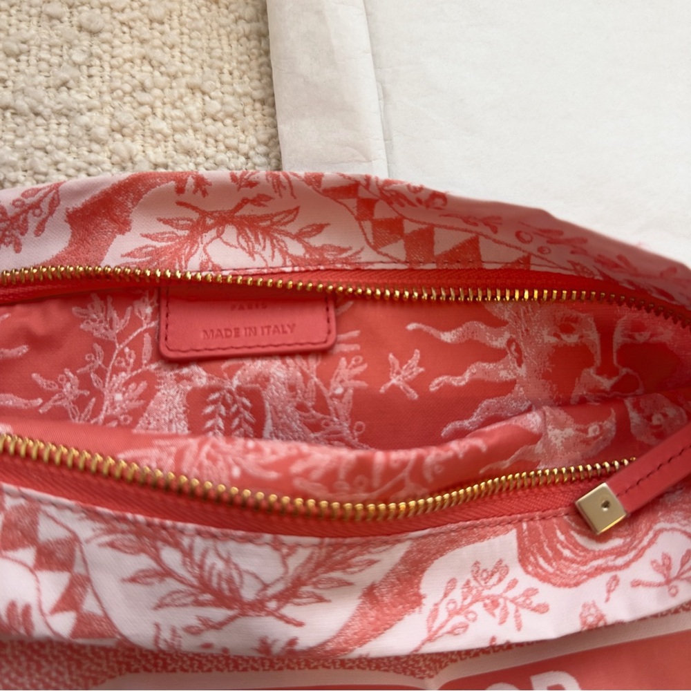 Dioriviera DiorTravel Zipped Pouch Clutch Makeup Bag | Orange / Peach / Coral - Picture 6 of 15